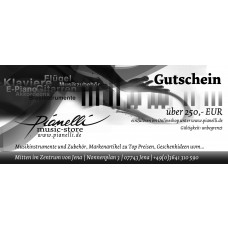 250 EUR Pianelli Gutschein für Musikinstrumente und Zubehör, Gitarre, Piano...
